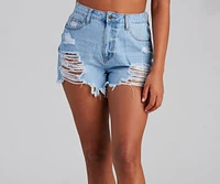 High Rise Super Destructed Cutoff Denim Shorts by Windsor