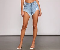 Fashionably Frayed Cutoff Denim Shorts