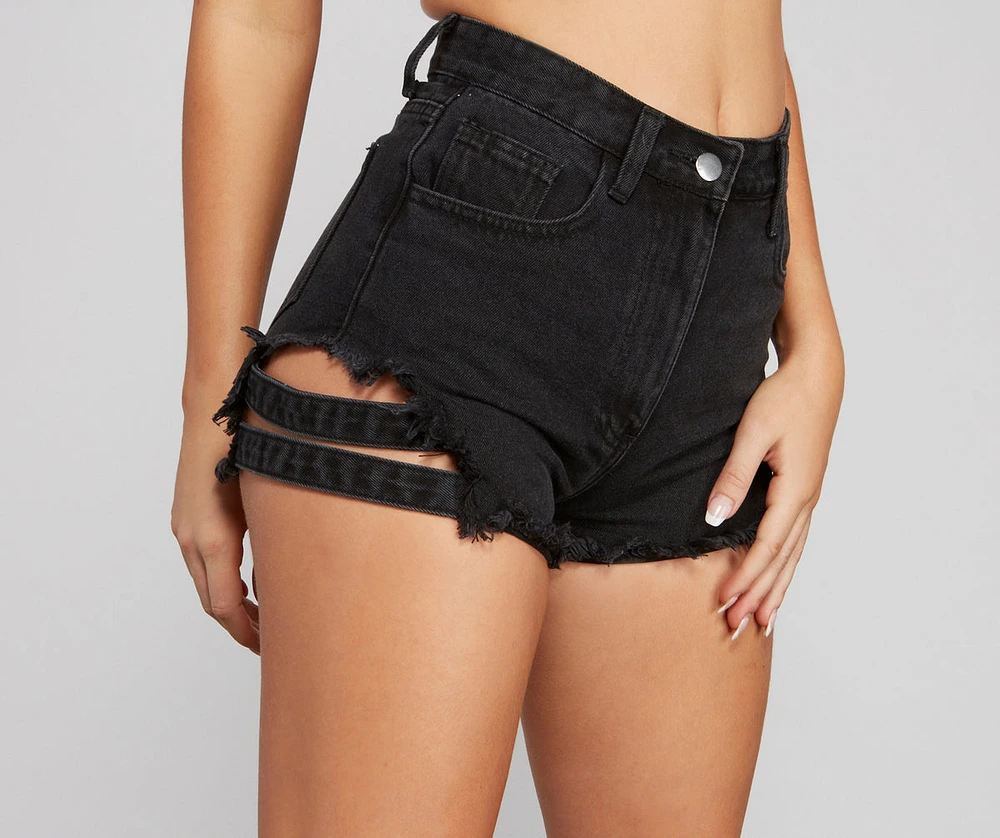 Second Look Bar Strap Cutoff Shorts