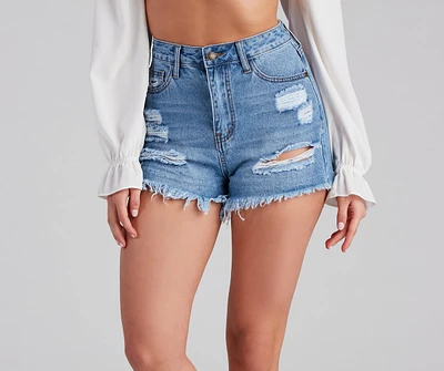 Reese High Rise Destructed Denim Shorts by Windsor