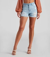 Chloe High Rise Distressed Denim Shorts By Windsor