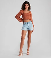 Chloe High Rise Distressed Denim Shorts By Windsor