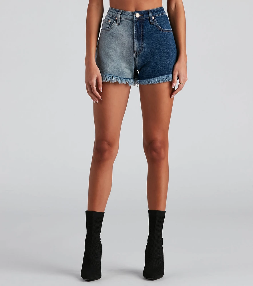 Major Chic Frayed Denim Shorts