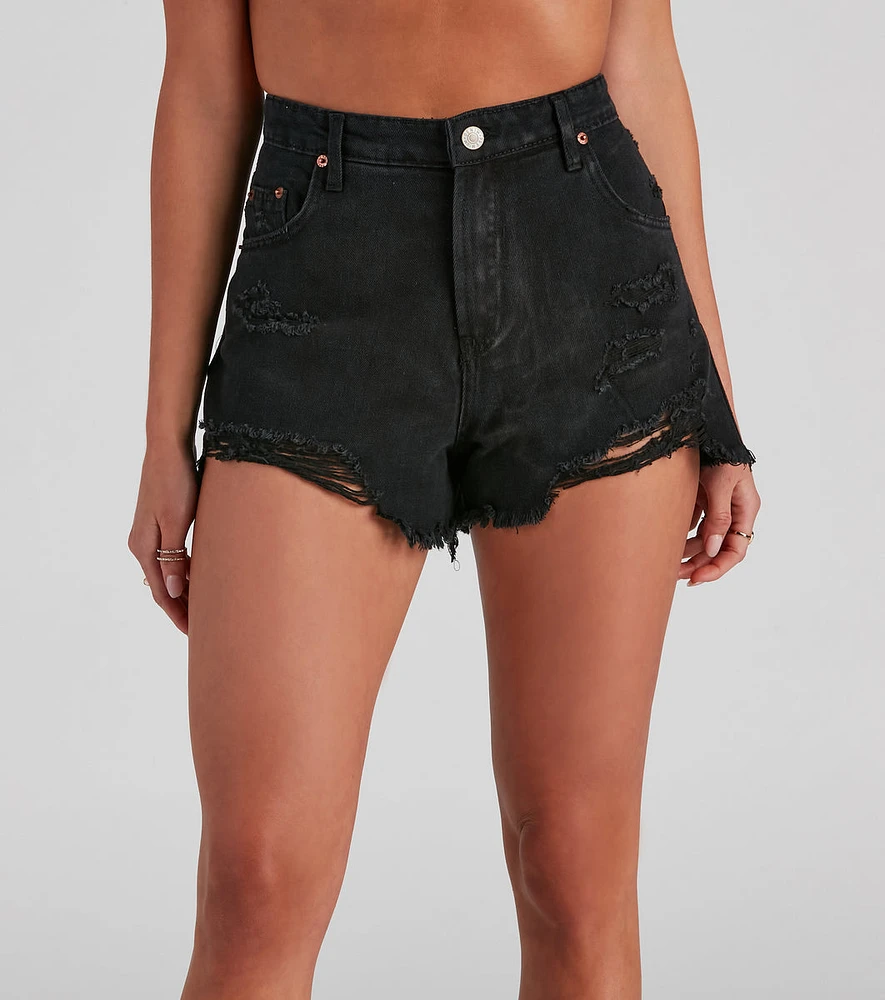 Trendy Distressed Cut-Off Denim Shorts