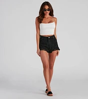 Trendy Distressed Cut-Off Denim Shorts