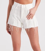 Totally Fringe Rhinestone Denim Shorts