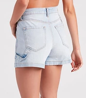 On The Move High-Rise Cargo Denim Shorts