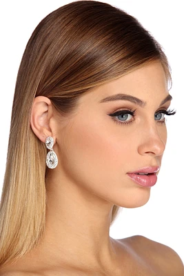 Double Rhinestone Tear Drop Earrings