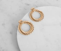 Perfect Circle Twisted Gold Earrings