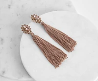 Boho Tassel Floral Rhinestone Earrings