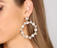 Floral Rhinestone Hoop Earrings