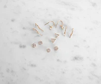 Hit 'Em With Some Sparkle Stud + Huggies Earring 6 Pack