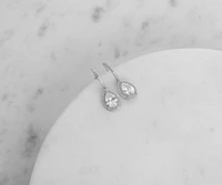 Cubic Zirconia Halo Teardrop Earrings