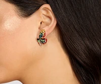 Over The Rainbow Rhinestone Butterfly Stud Earrings