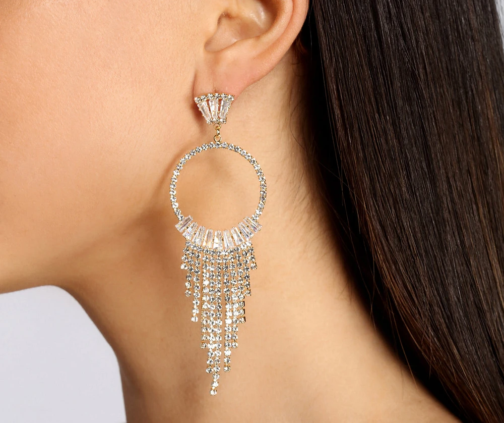 O-Ring Cubic Zirconia Fringe Earrings