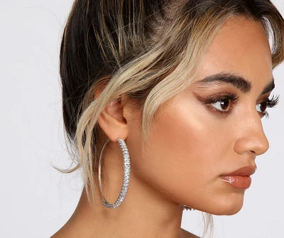 Silver Timeless Baguette Hoop Earrings