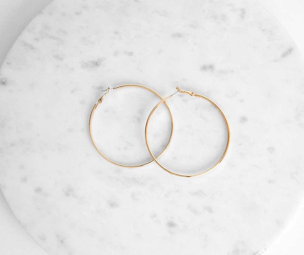 An Everyday Look Flat Hoop Earrings