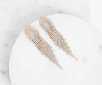 Party Time Pointed Rhinestone Fringe Earrings