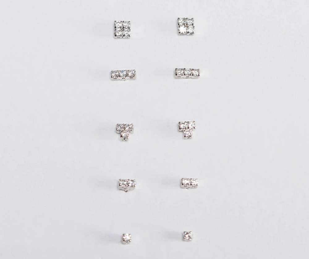 Cubic Zirconia 5 Stud Pack