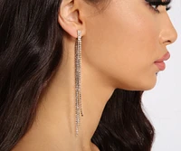 Radiant Beauty Rhinestone Fringe Earrings