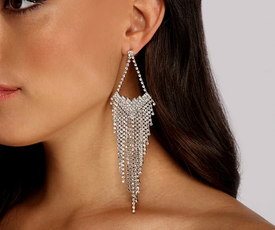 High Class Rhinestone Fringe Earrings