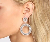 Make It Shine Silver Rhinestone Circular Drop Earrings