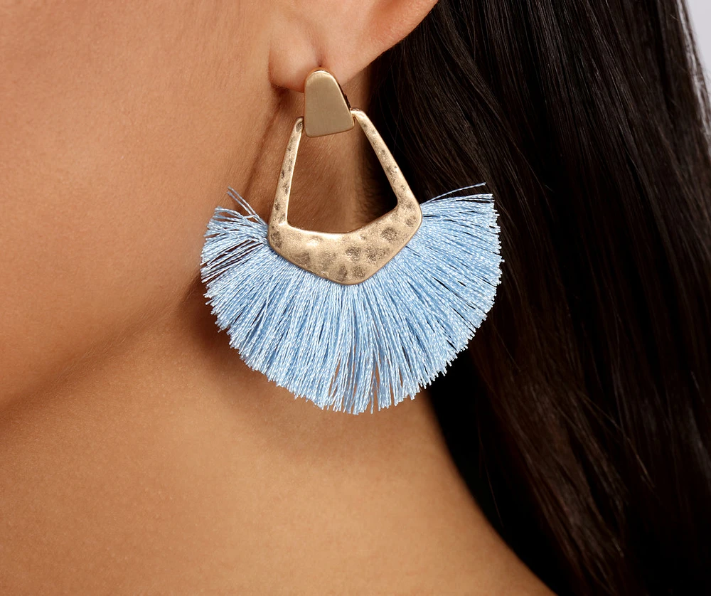 Boho Chic Tassel Fan Earrings