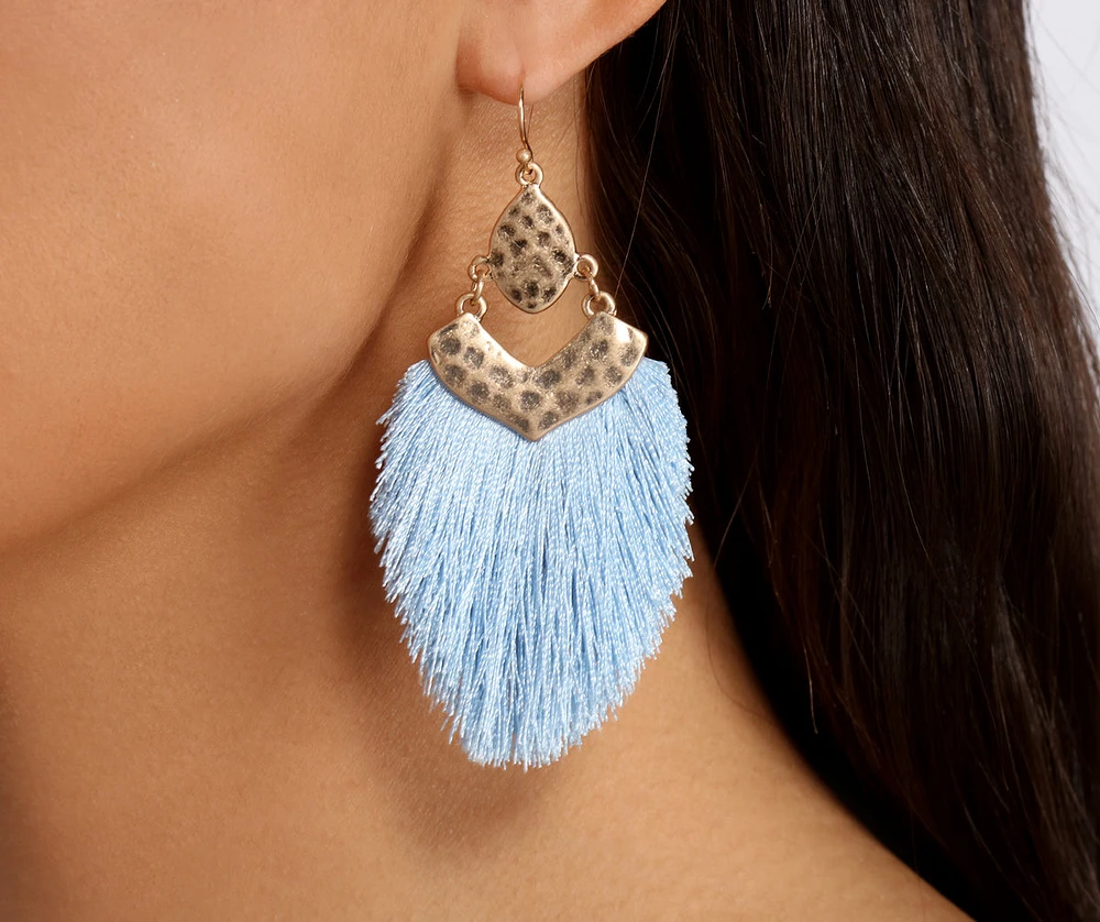 Feeling Fab Fan Tassel Earrings