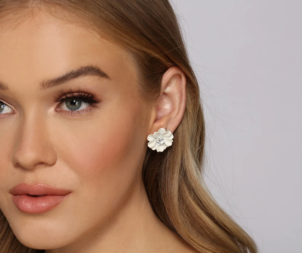 Floral Stunner Rhinestone Stud Earrings