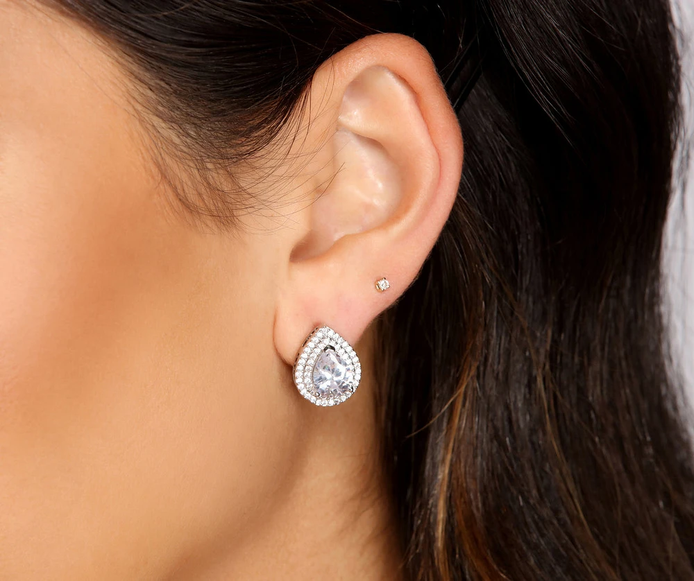 Stunning Cubic Zirconia And Rhinestone Stud Earrings