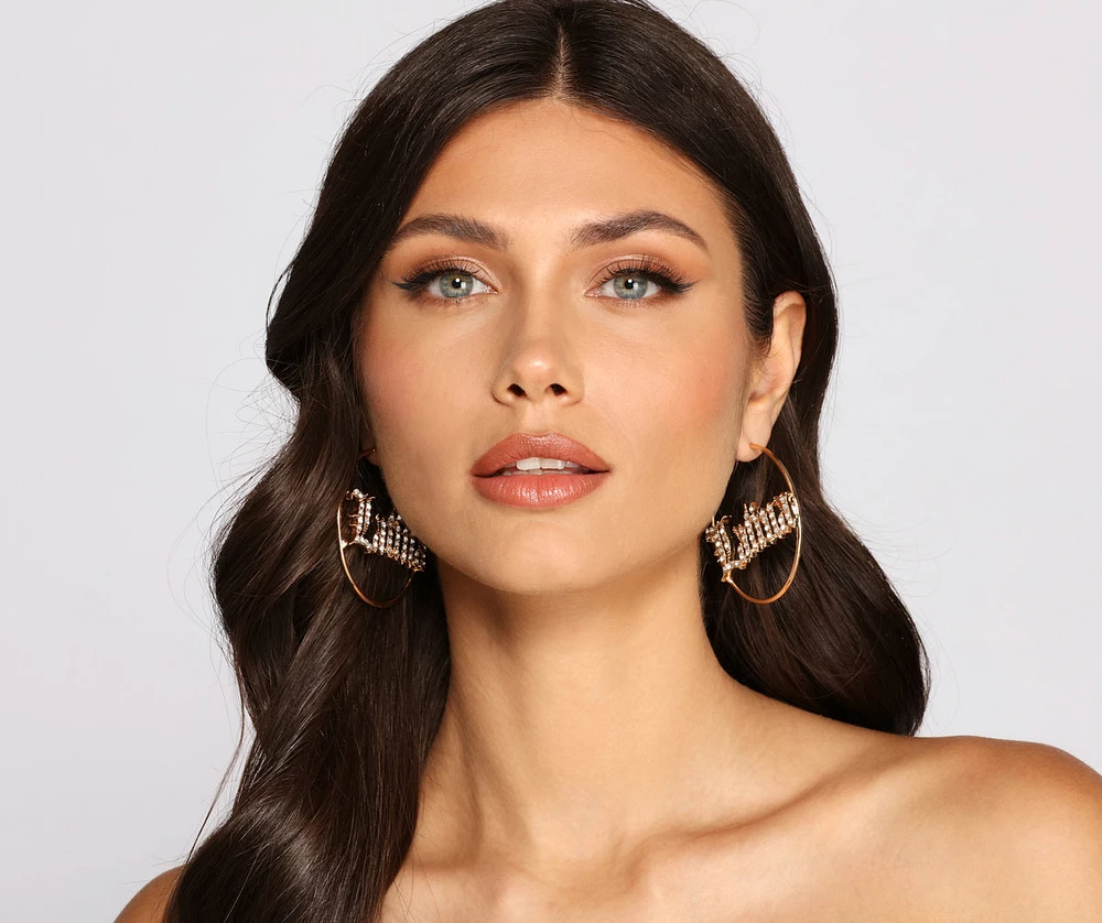 Latina Rhinestone Hoop Earrings