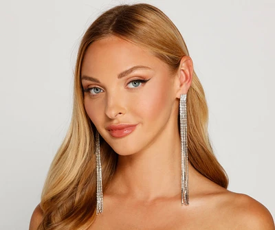 More Drama Rhinestone Fringe Earrings