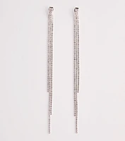 Living Luxe Rhinestone Fringe Earrings