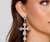 Rhinestone Cross Statement Earrings