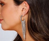 Dazzling Queen Rhinestone Fringe Hoop Earrings