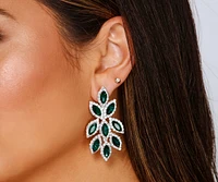 Feeling Lucky Rhinestone Leaf Duster Earrings