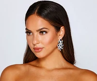 Feeling Lucky Rhinestone Leaf Duster Earrings