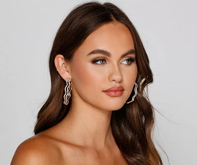 So Glam Two Row Rhinestone Hoops