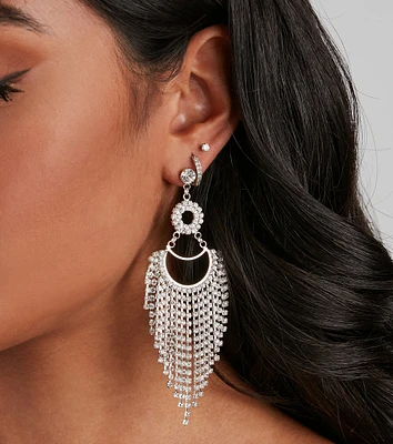 Tres Glam Rhine Tassel Earrings