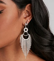 Tres Glam Rhine Tassel Earrings