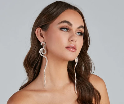 Glamorous Charm Rhinestone Fringe Earrings
