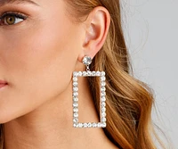 Drama Chic Rhinestone Door Knocker Earrings