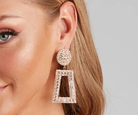 Glam Square Rhinestone Door Knocker Earrings