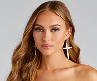 Rhinestone Cross Earrings