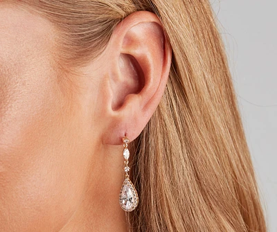Glitzy Glam Halo Teardrop Earrings