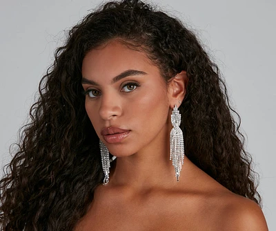 Twisted Rhinestone Fringe Earrings