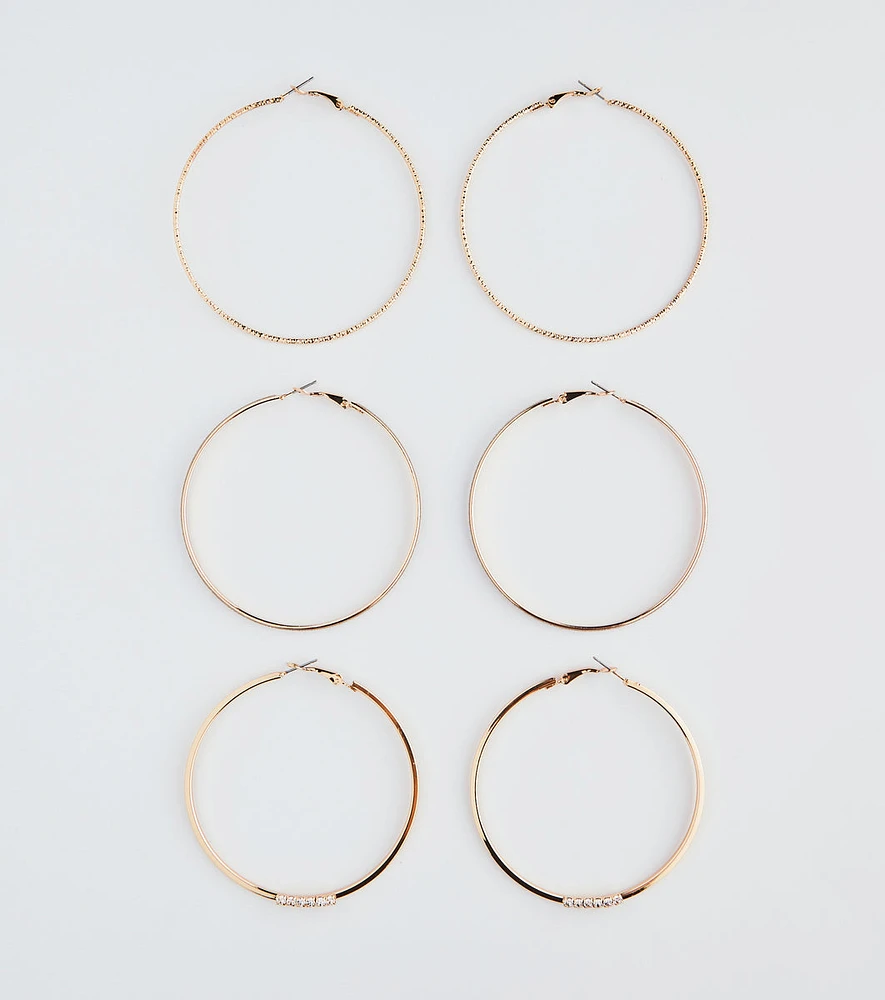 Simply Sleek Three-Pack Hoop Earrings Set