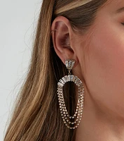 Vintage Glam Rhinestone Fringe Earrings