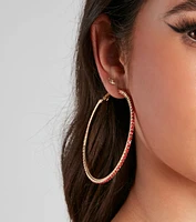 Sleek Rhinestone Hoop Earrings