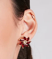Regal And Chic Flower Gemstone Stud Earrings